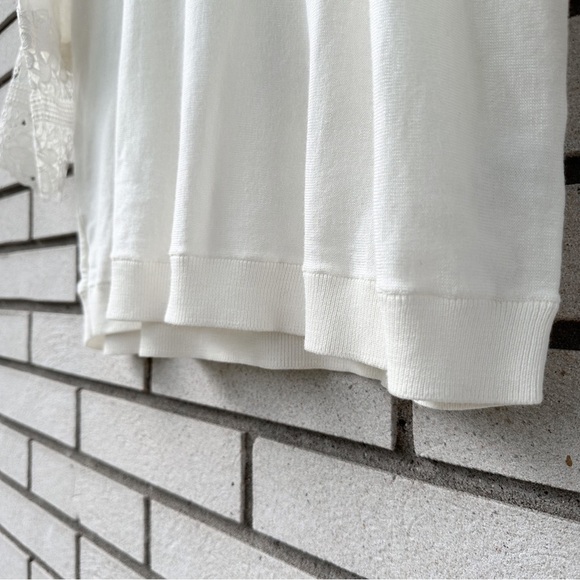 NWT Talbots Cream Ivory 3/4 Sleeve Sweater Lace Cuff Detail - Picture 7 of 10